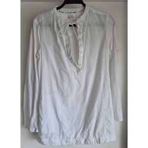 Converse One Star Women's Henley Top Size M White Cotton Long Sleeve Shirt